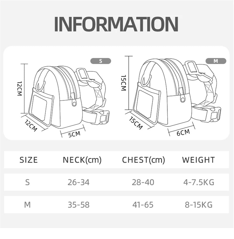 Pet Backpack with Harness Collar - Outdoor Travel Portable Dog Training Treat Pouch