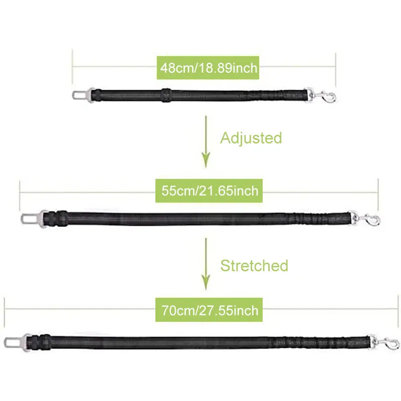 Durable Nylon Dog Seat Belt - Adjustable Reflective Elastic Lead