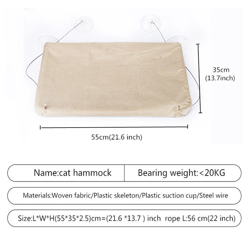 Hanging Cat Bed Pet Cat Hammock, Climbing Frame Sunny Window Seat - 20Kg