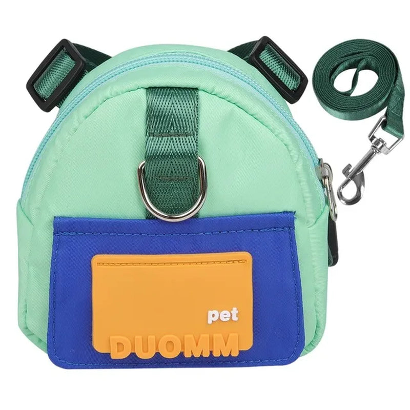 Pet Backpack with Harness Collar - Outdoor Travel Portable Dog Training Treat Pouch