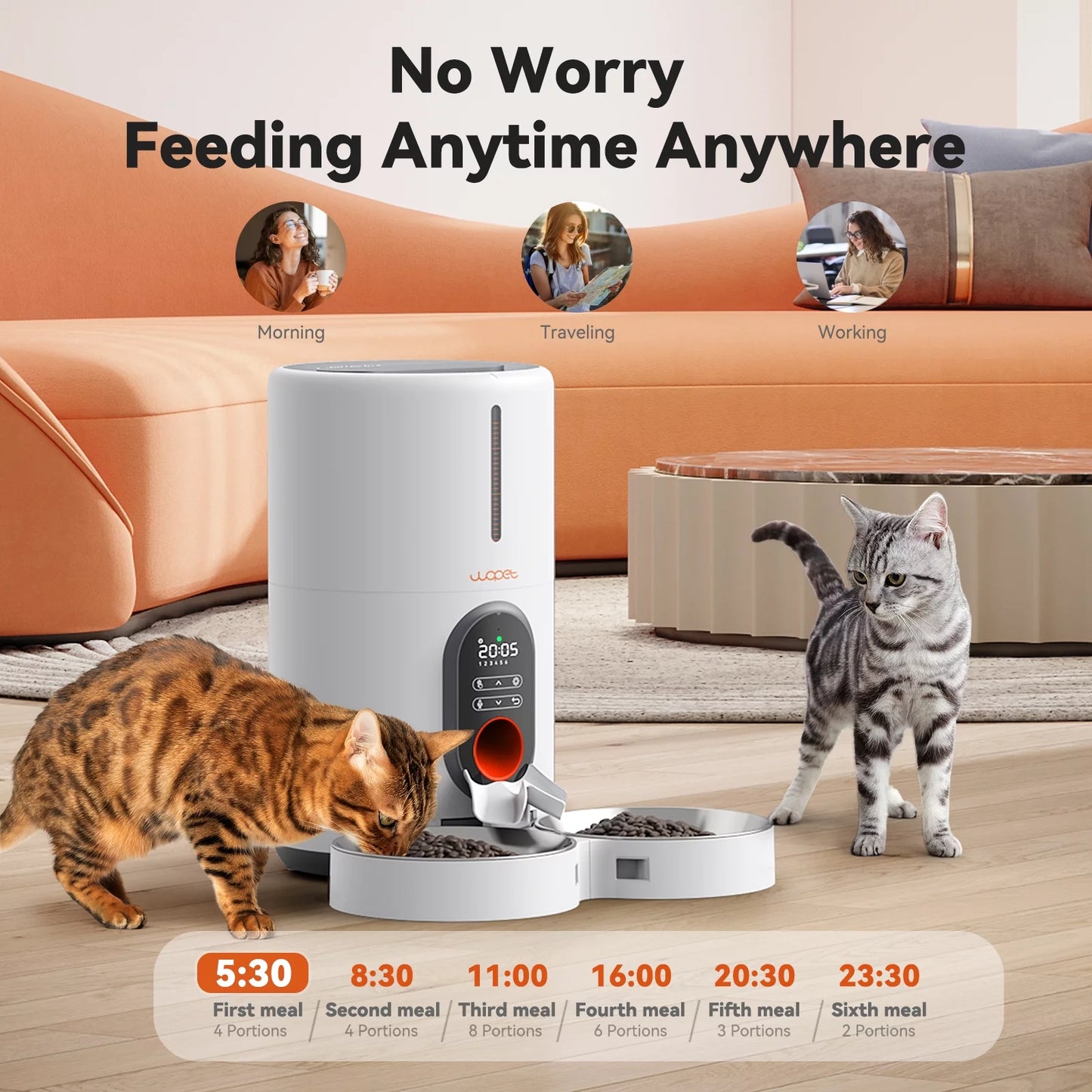 Automatic Pet Food Dual Bowl Dispenser