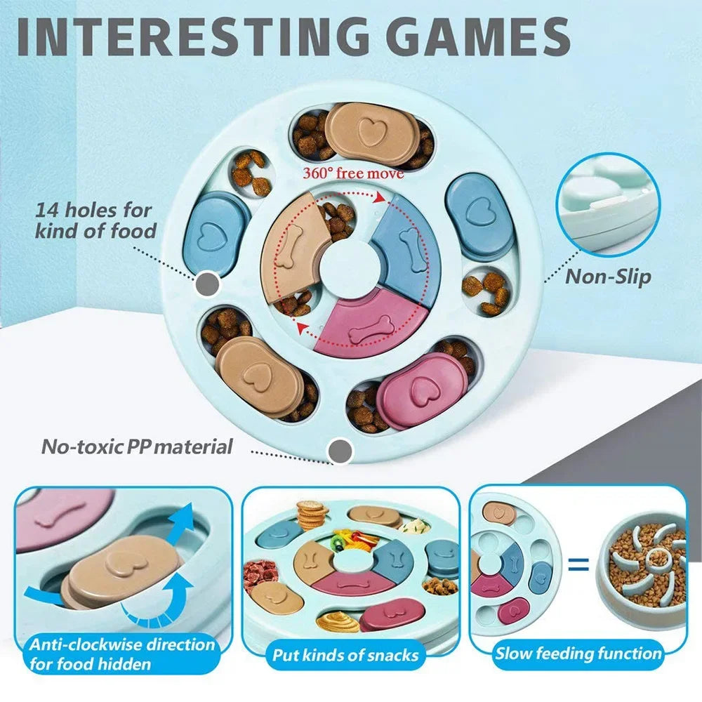 Dog Puzzle Slow Feeder Interactive Food Dispenser Non-Slip