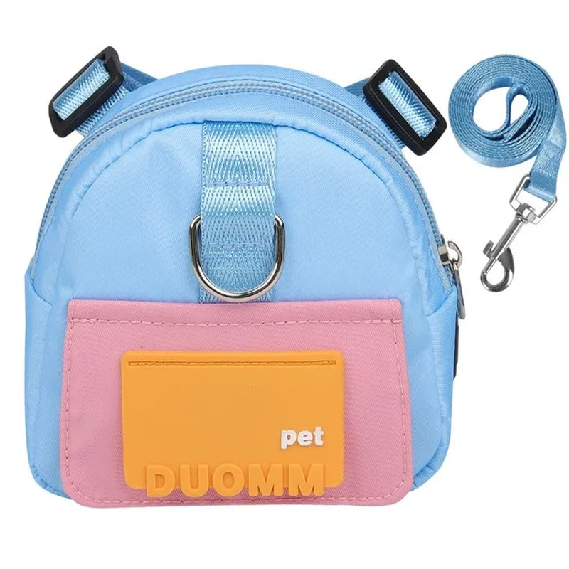 Pet Backpack with Harness Collar - Outdoor Travel Portable Dog Training Treat Pouch 