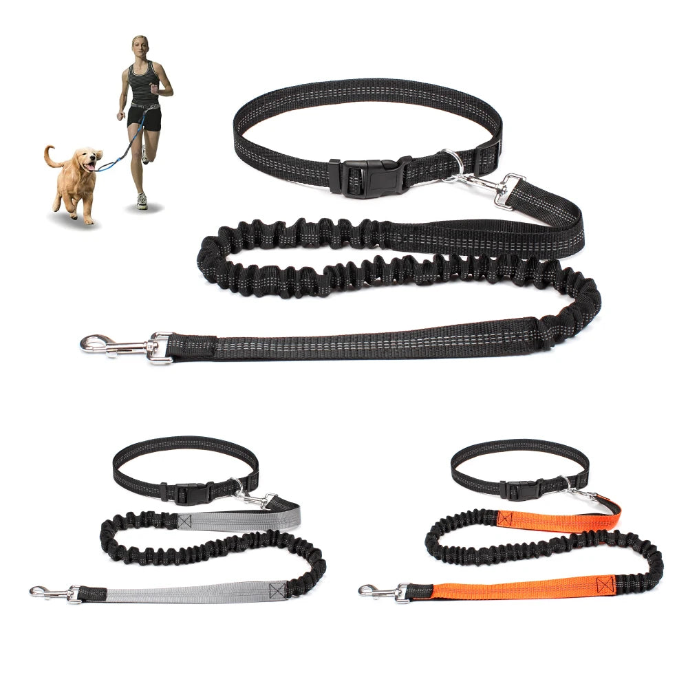 Hand Free Dog Leash for Walking Running Jogging - Adjustable Waist Belt and Chest Strap