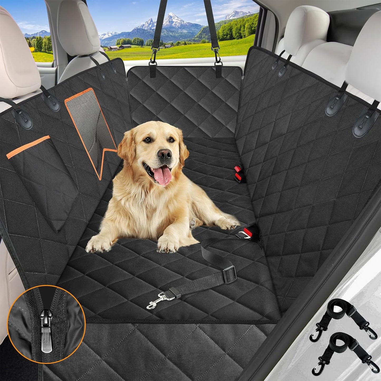 Waterproof Dog Hammock with Mesh Window, Anti-Scratch Nonslip Seat Protector for Cars Trucks and Suvs