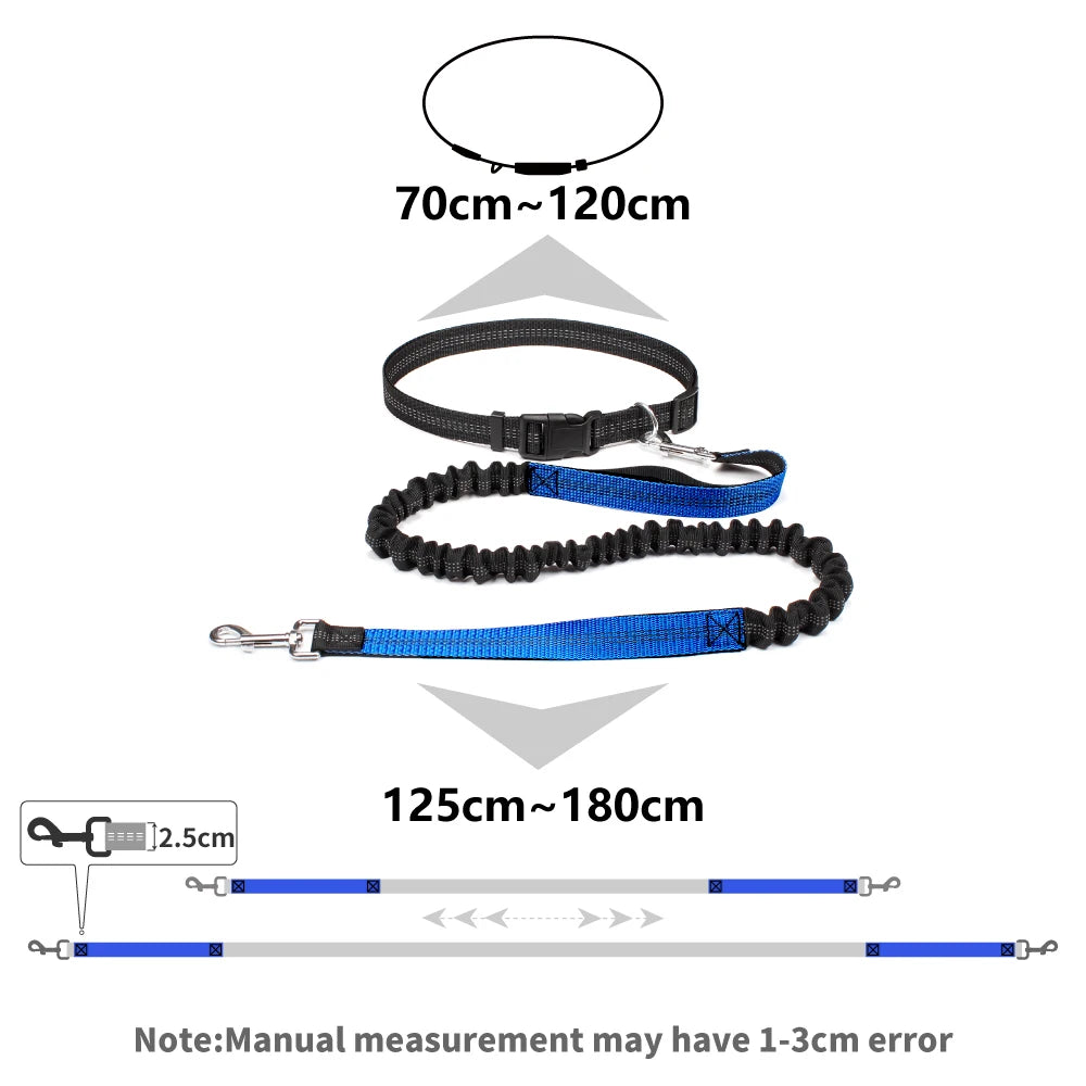 Hand Free Dog Leash for Walking Running Jogging - Adjustable Waist Belt and Chest Strap