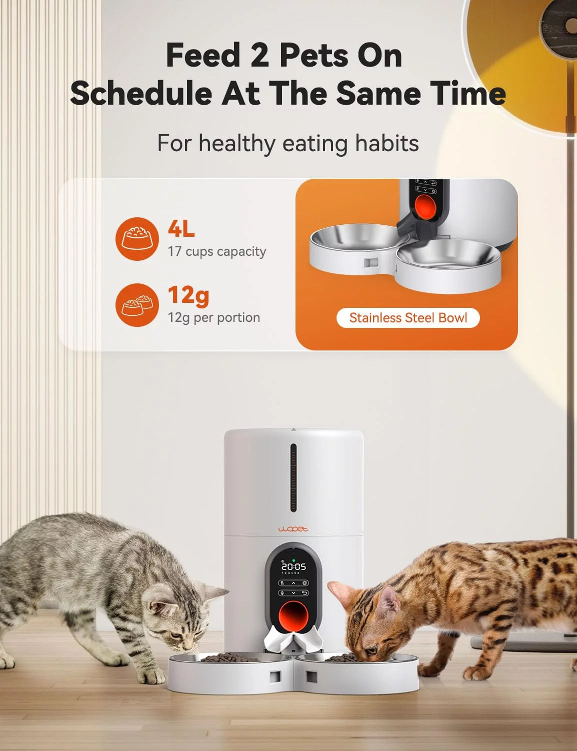 Automatic Pet Food Dual Bowl Dispenser 