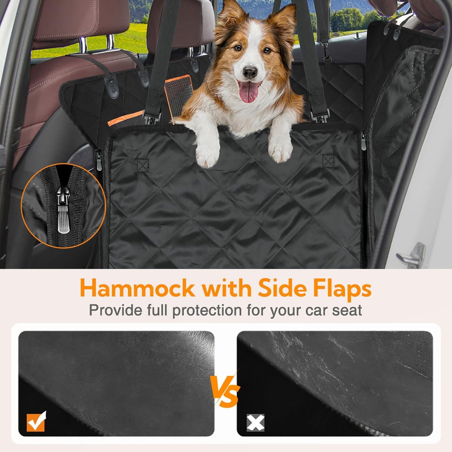 Waterproof Dog Hammock with Mesh Window, Anti-Scratch Nonslip Seat Protector for Cars Trucks and Suvs