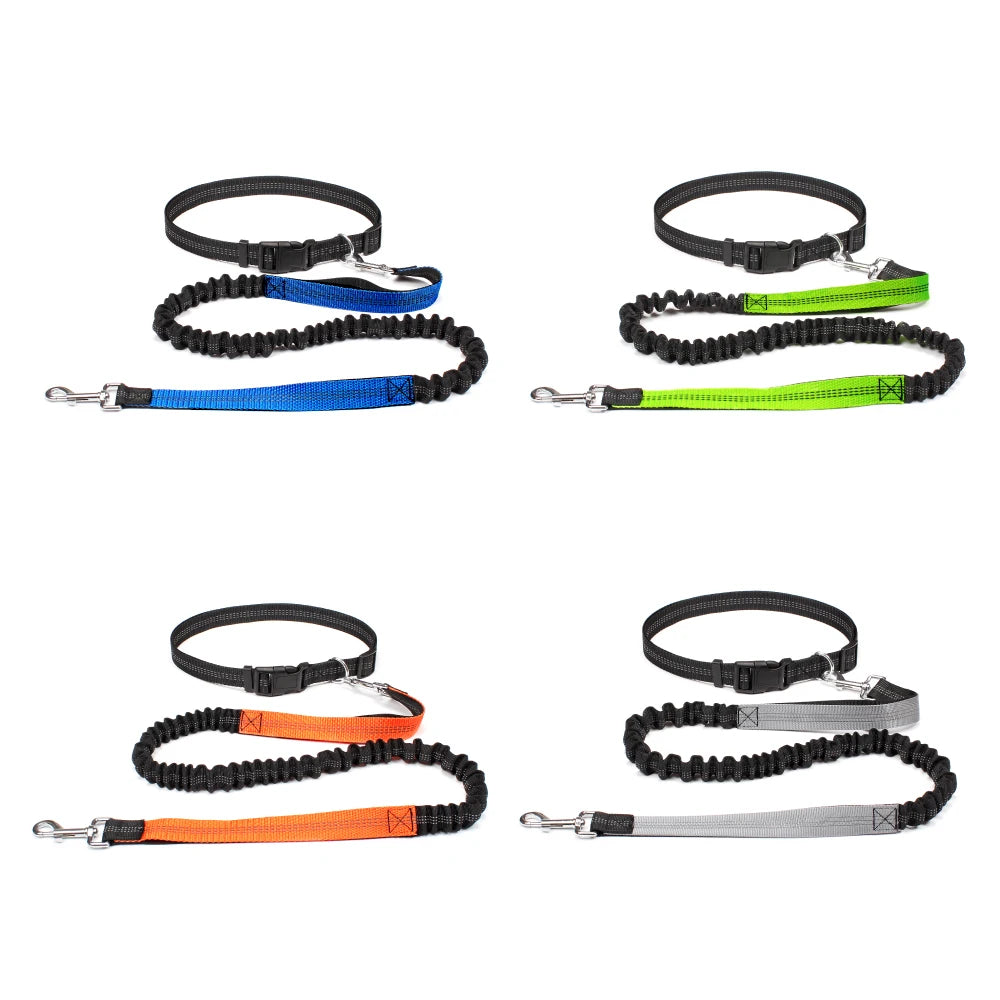 Hand Free Dog Leash for Walking Running Jogging - Adjustable Waist Belt and Chest Strap