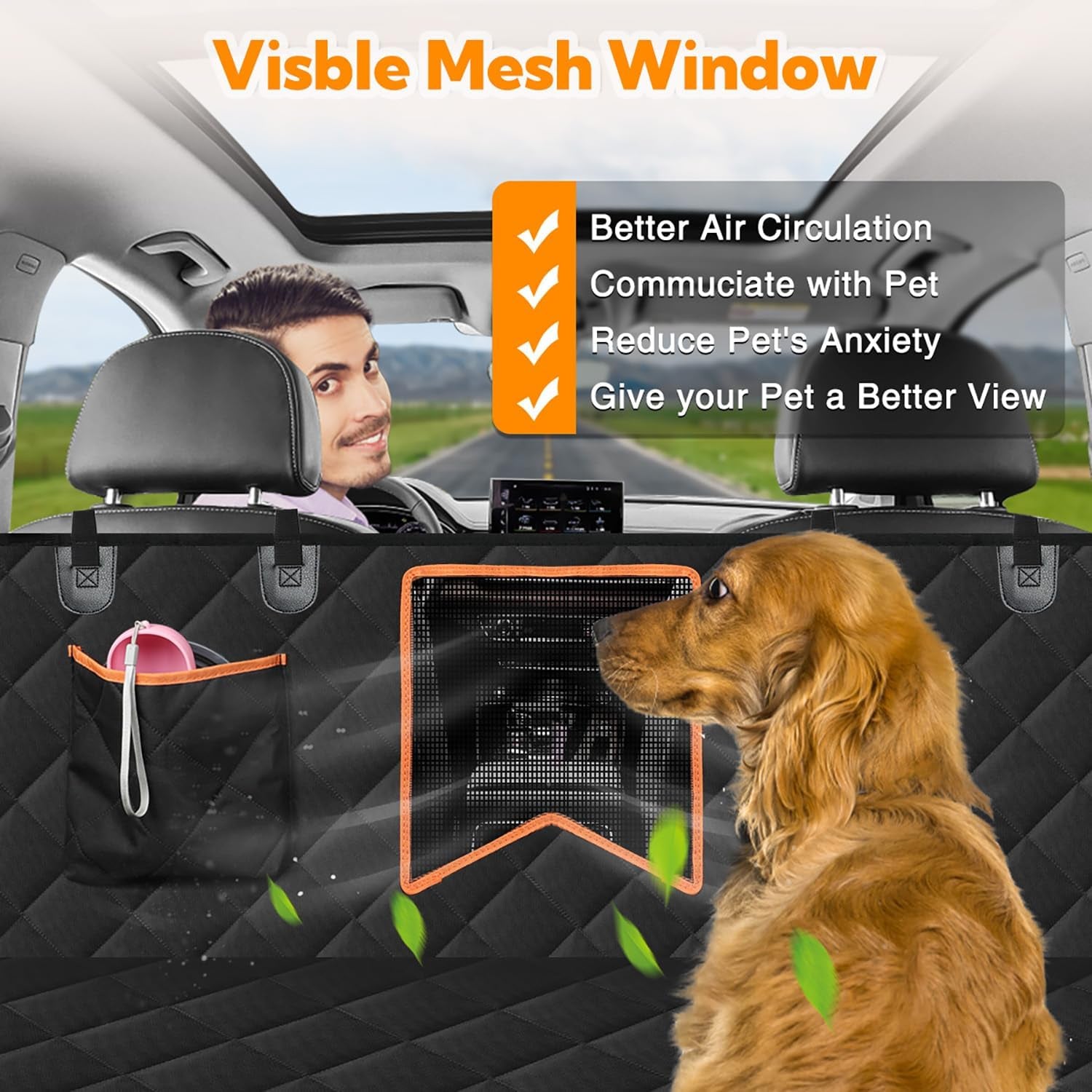 Waterproof Dog Hammock with Mesh Window, Anti-Scratch Nonslip Seat Protector for Cars Trucks and Suvs