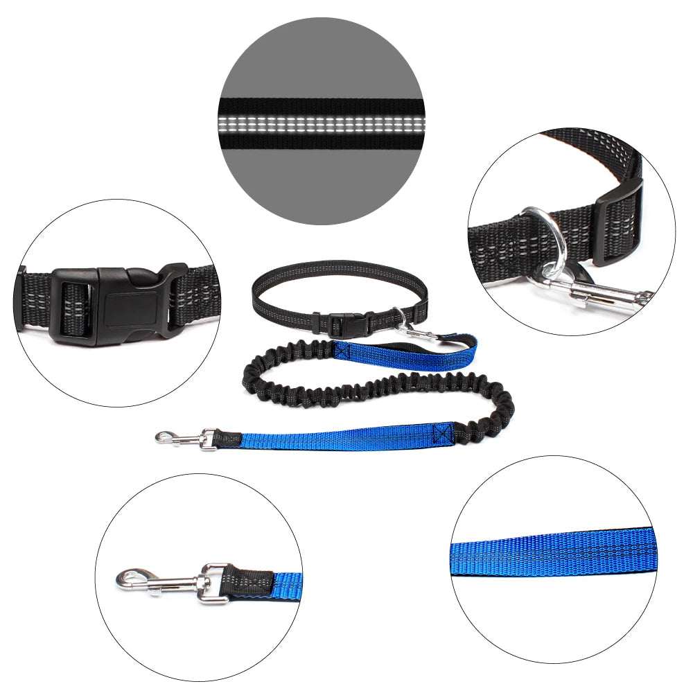 Hand Free Dog Leash for Walking Running Jogging - Adjustable Waist Belt and Chest Strap