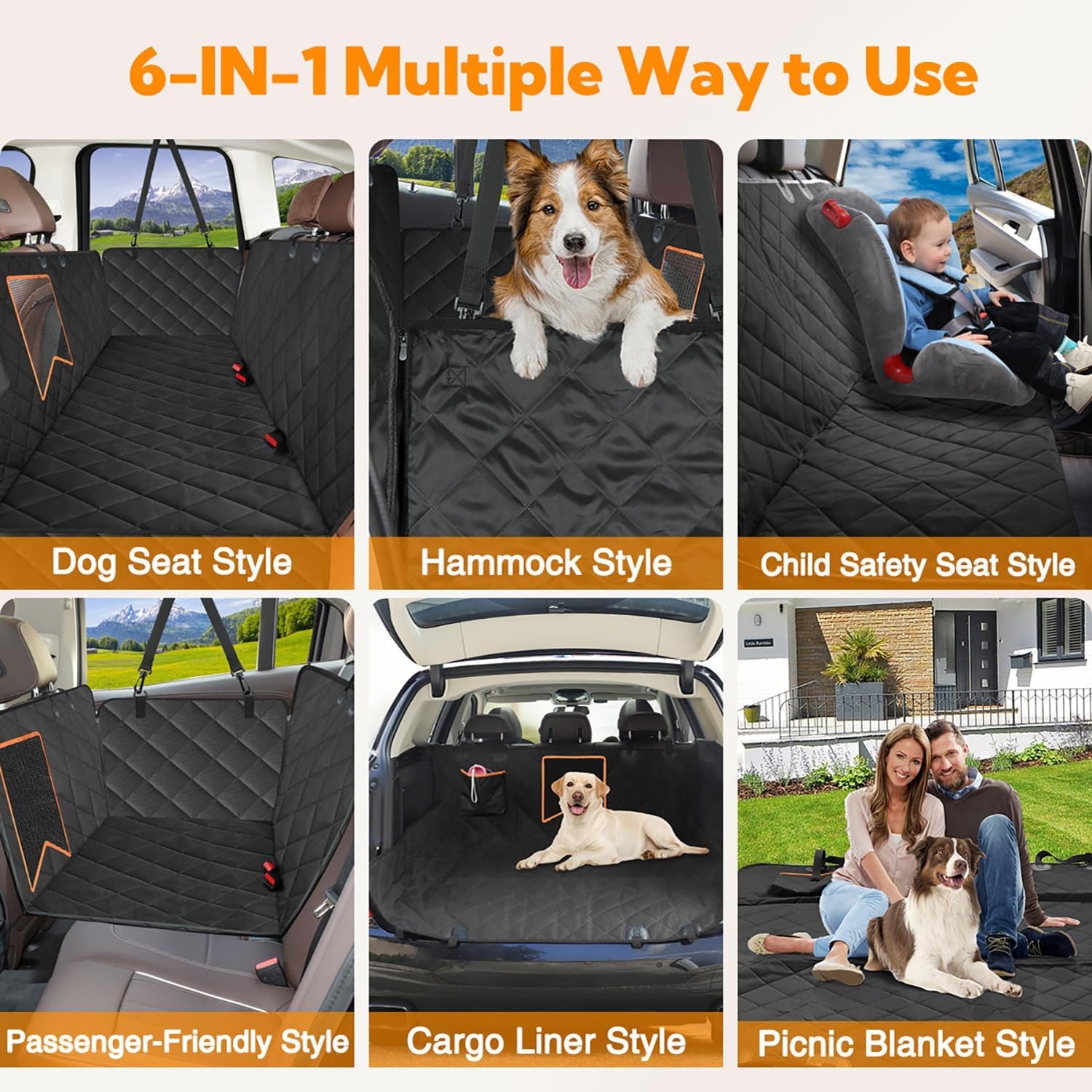 Waterproof Dog Hammock with Mesh Window, Anti-Scratch Nonslip Seat Protector for Cars Trucks and Suvs