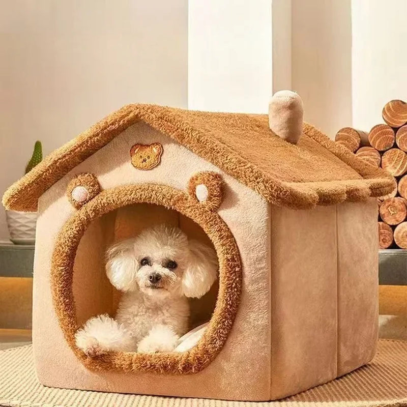 Soft Pet House, Removable Cushion - Enclosed Tent for Pets